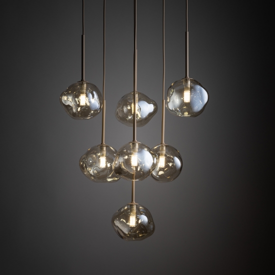 Lampadario a sospensioni in vetro cognac pendenti design moderno per soggiorno